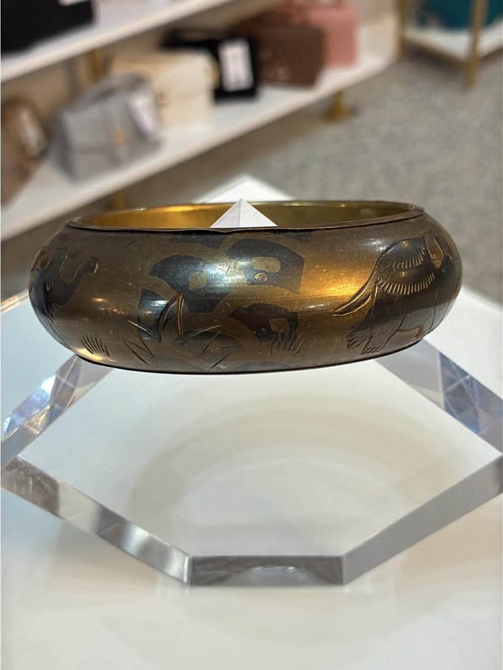 Vintage Brass Bangle Bracelet in Antique Gold